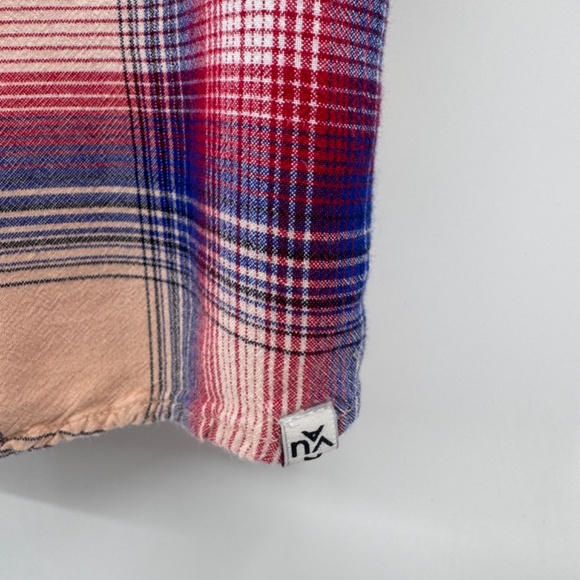 Kavu Top Women Medium Pink Tan Button Up Sleeveless Plaid Western Outdoor Farm - Picture 3 of 10